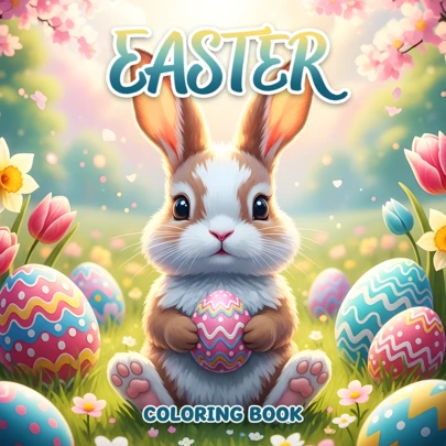 GDTME Creative Coloring Book, 24-Page Single-Sided Printed Adult Coloring Book, Featuring A Happy Easter Theme, With A Pearlescent Cover And 120g Interior Pages. It Is The Perfect Gift For Family, Children, And Friends, Suitable For Holiday Gatherings Such As Easter, Thanksgiving, Mother's Day, Father's Day, Children's Day, And More. 8 Inches In Size, Ideal As A Birthday Gift To Relieve Stress, Release Emotions, And Alleviate Anxiety. Symbols Of Easter And Easter Eggs