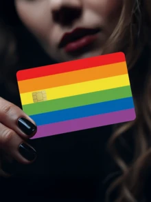 1pc Rainbow LGBTQ+ Credit Card Sticker, PVC Material Anti-Fingerprint Durable Anti-Scratch, Suitable For Men, Women, Couples, Decorative Sticker For Debit/Credit Cards, Transportation Cards, Student ID Cards - Multicolor - View 3