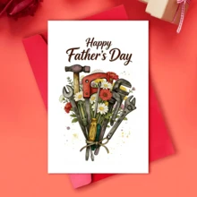 Thiệp chúc mừng Ngày của Cha thủ công độc đáo hình bó hoa dụng cụ - Thiệp hình búa và cờ lê, món quà hoàn hảo cho những người cha yêu thích tự làm và sử dụng dụng cụ, bền và phong cách. - Bộ - Xem 6