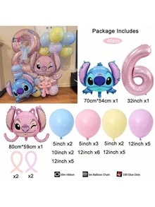 SpongeBob SquarePants Bộ bóng bay cao su chủ đề Thiên thần & Stitch chúc mừng sinh nhật, bóng bay hình Thiên thần & Stitch hoạt hình dễ thương, thích hợp cho lễ hội, đám cưới, trang trí sinh nhật, tiệc chủ đề Stitch và Giáng sinh. - Như hình minh họa. - Xem 18