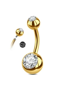 CIZME 1 pieza Anillo de ombligo de aleación de titanio dorado de 14G para mujeres, joyería de piercing de ombligo corto con rosca interna, anillos de ombligo de 6/8/10/12/14/16mm - taladro de punta - Ver 5