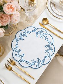 1-200pcs 15 Inch Embroidered Floral Fabric Placemats, Holiday Wedding Party Decor, Easy Clean Wipeable Non-Slip, Suitable For Home Dining Room And Restaurant, Table Decoration, Home Goods - Multicolor - View 20