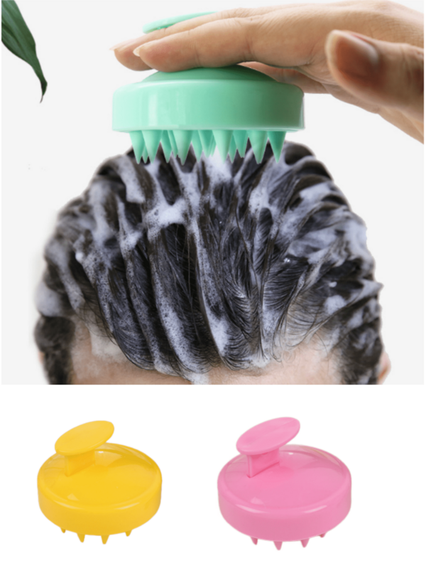 Escova de Silicone com 19 Dentes e Alça, Escova de Borracha Macia para Lavagem e Massagem do Couro Cabeludo para Limpeza e Relaxamento