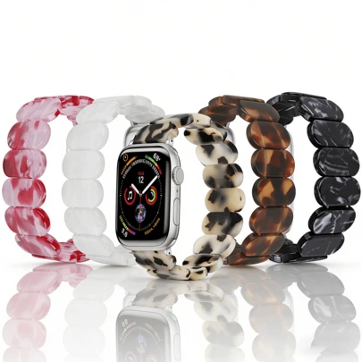 Ovales Harz Elastikband für Apple Watch Series 11 10 9 5 4 SE 2 1 Ultra 2 3 49mm 46mm 45mm 42mm 41mm 40mm 38mm, leicht, atmungsaktiv, verstellbar, casual & stylisch, geeignet für Herren und Damen