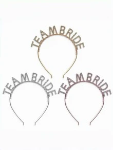 1pc Random Bride/Bridesmaid Sparkling Crystal Letter Alloy Wedding Hair Accessory - Silver - View 4