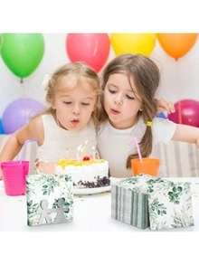 20/40张装柔软耐用桉树叶印花一次性餐巾纸 - 双层木浆纸，金色点缀，是派对、生日、野餐和节日的理想之选。 - 查看 5