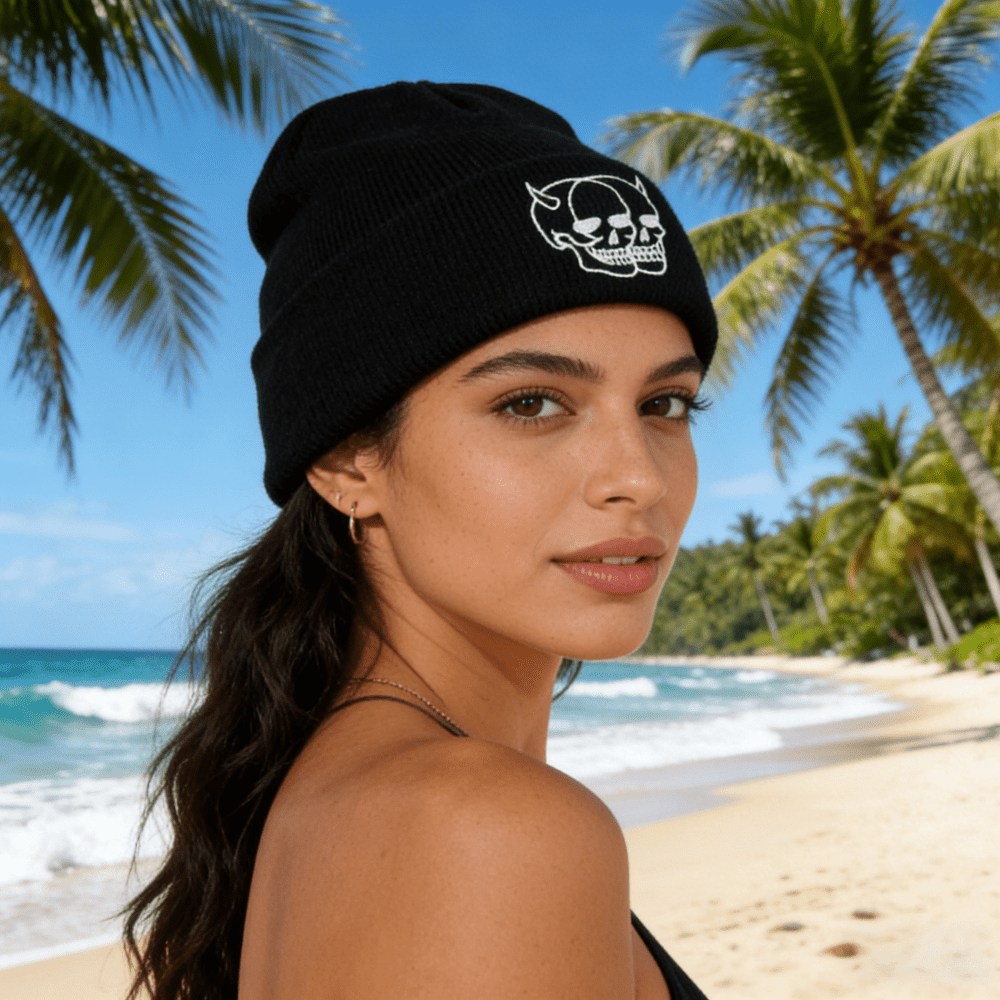 Bonnet Unisexe Tête de Mort, Chapeau de Baseball Tricoté Élastique Intéressant, Chaud et Confortable pour l'Hiver