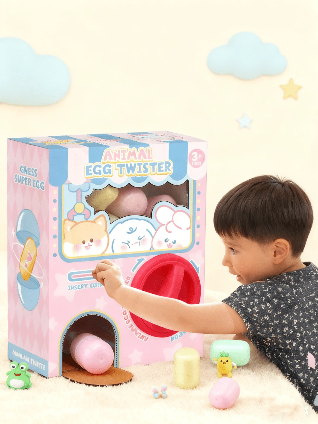 1个儿童趣味扭蛋玩具，迷你抓娃娃机，抓娃娃游戏，生日礼物，圣诞礼物，适合男孩和女孩（手工测量可能略有偏差）