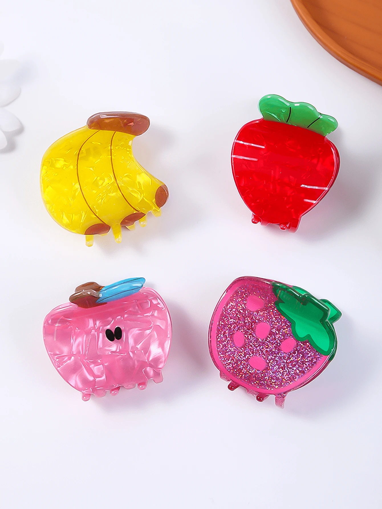 2个可爱水果向日葵小发夹，适合日常外出和度假，可作礼物 - 彩色 - 查看 1