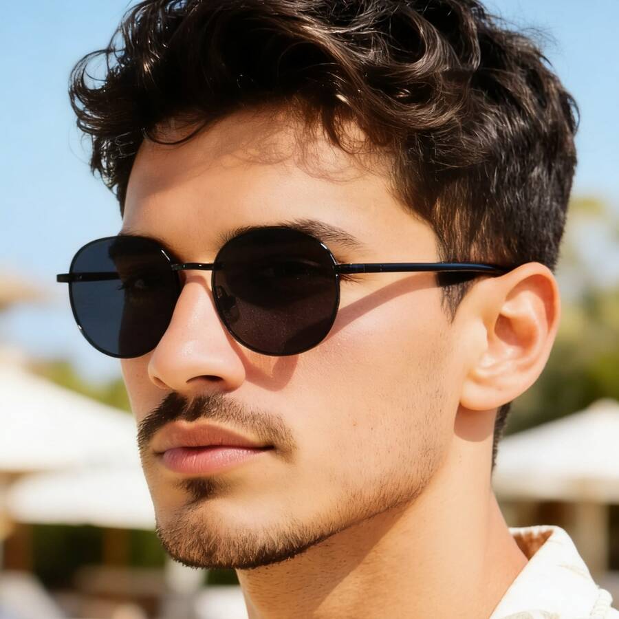 1 chiếc kính thời trang nam cao cấp, phong cách đường phố thanh lịch. - màu đen - Xem 1