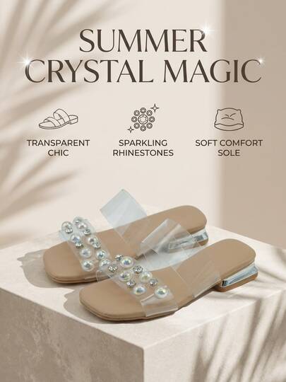Leader 3-12-Year-Old Girls' Transparent Double-Strap Pearl And Crystal Water Droplet Children's Flip-Flops. Transparent PVC Double Straps + Iridescent Pearl Crystals + Delicate Small Diamonds. Round Toe Open-Toe Design. Light Brown Skin-Friendly Soft Sole + Anti-Slip And Wear-Resistant Outsole. Luxurious And Elegant Transparent Style. Suitable For All Daily, Vacation And Social Scenarios. Perfect For Spring And Summer!