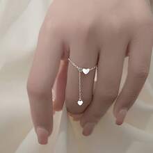 1 chiếc nhẫn thời trang, thanh lịch, tối giản, thiết kế hình trái tim, có thể điều chỉnh kích cỡ, phù hợp cho nữ giới đeo hàng ngày. - Nhiều màu - Xem 1