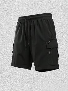 Quần short thể thao nam mùa hè, nhiều túi, kiểu dáng tối giản, thích hợp cho chạy bộ và tập thể dục. - màu đen - Xem 2
