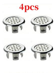 4件套塑料浴室厨房水槽溢水盖替换件，镀层圆形排水盖，水槽配件 - 彩色 - 查看 9