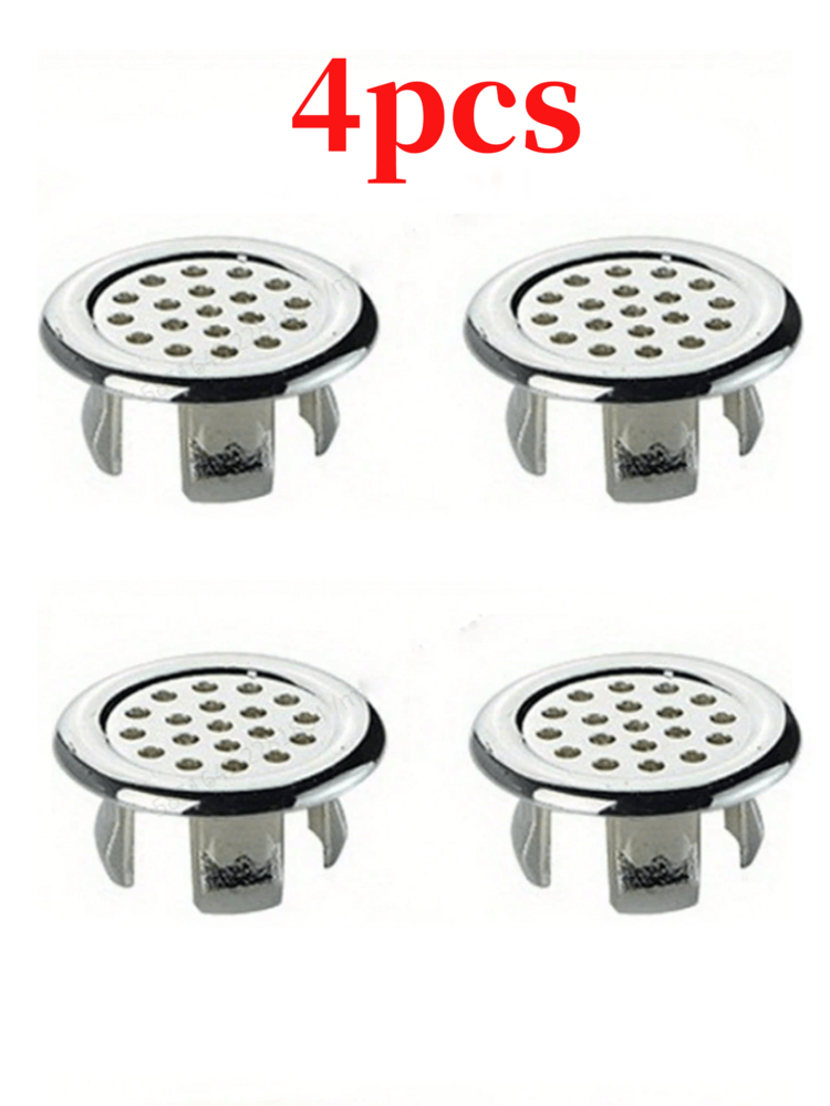 4件套塑料浴室厨房水槽溢水盖替换件，镀层圆形排水盖，水槽配件 - 彩色 - 查看 9
