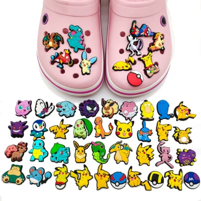 pokemon 47pcs Cute Shoe Decorations, DIY Shoe Accessories, Suitable For Decorating Hair Accessories, Phones, Bags, Shoes, Backpacks, Great For Birthday Gifts, Party Favors, Christmas Gifts, Applicable To Women's Slippers And Flip Flops, Also Can Be Used As Party Shoe Decorations, Mother's Day Gifts, Bedroom Decor, Garden Decor, Kitchen Decor, Summer, Beach, Travel Essentials, Room Decor, Stress Relief Toys, Graduation Gifts