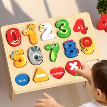 Large Alphabet Board A-Z Letter Puzzle, Small Number Matching Puzzle, Preschool Educational Alphabet & Number Recognition Puzzle Board Game, Wooden Toy, Holiday Gift - Multicolor - View 9