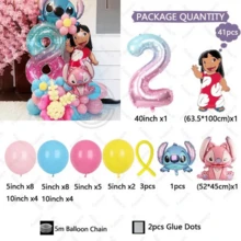 Angel & Stitch Themed Happy Birthday Latex Balloon Set, Cute Cartoon Angel & Stitch Themed Balloons Suitable For Carnival, Wedding, Birthday Decoration, Stitch Themed Party - As Shown In the Figure - View 16