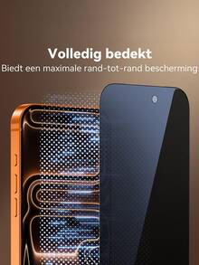 4片装隐私防窥钢化玻璃屏幕保护膜，全覆盖，兼容手机壳，适用于 17/17 Pro/17 Pro Max、16/16 Pro/16 Pro Max、15/15 Pro Max、14/13/13 Pro 6.1英寸 - 黑色 - 查看 2