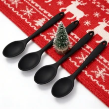 8 Inch Silicone Spoons, Heat Resistant Kitchen Utensils For Mixing, Serving, Stirring - Large Non-Stick Basting Spoons, Dishwasher - Red/Black/Gray (2/4/6 Pack) - Black - View 15
