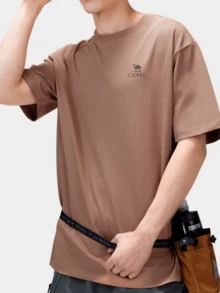 CAMEL CROWN Áo thun ngắn tay thể thao ngoài trời dành cho nam, thoải mái, thoáng khí, nhanh khô, thích hợp mặc vào mùa xuân và mùa hè. - Vùng phía Tây Brown - Xem 2