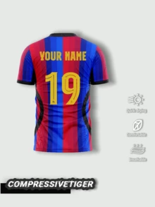 Customized 2026 World Cup Barcelona Home Jersey - Personalized With Name, Number And Logo, Classic Vertical Stripe Pattern, Showcase Your Style - Blue - View 2