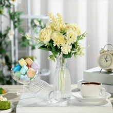 5/10/12pcs Plastic Striped Vase Set, Transparent Floral Arrangement Handmade, Suitable For Various Bouquets And DIY Decoration, Display For Holidays, Home Decor, Desktop, Wedding, Party - A - View 10