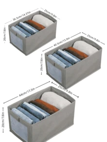 Large Capacity Wardrobe Storage Baskets, Underwear, Socks, Stationery, Miscellaneous Items Storage And Organization, Multi-Functional Home Storage Baskets | Durable Thickened Fabric Storage Boxes, Transparent Visible | Foldable Space-Saving Wardrobe Organizer, Gray / Beige - Multicolor - View 8