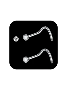 CIZME 2个G23鼻环耳钉，钛合金L型鼻钉，20G鼻环，顶部1.5mm、2mm、2.5mm、3mm立方氧化锆，0.8mm鼻环穿孔饰品 - 銀色 - 查看 11