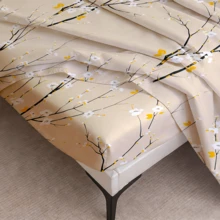3/4-Piece Timeless Floral Branch Design, Home Bed Sheet Set, (14" - 17") Deep Pocket, Soft Cooling Breathable Bedding Set, 1 Flat Sheet, 1 Fitted Sheet, 1/2 Pillowcases, Relaxing Natural Style Bed Sheets For Room Decor & Ideal Gift - Màu vàng - Xem 5
