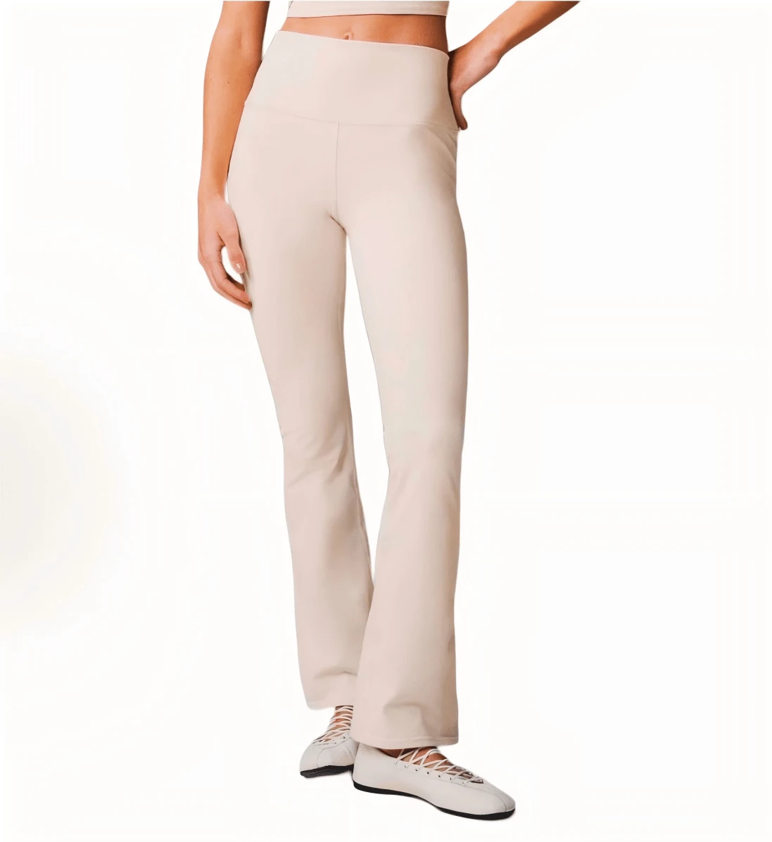 Alo Yoga Women's Airbrush High-Waist Flutter Legging | Sculpting Performance Fabric | Bootcut Flare Yoga Pants | Luxury Studio-To-Street Athletic Trousers - White - View 1