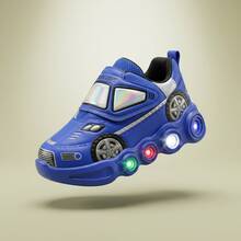 Tenis de niño Tenis de niña Zapatos para niña con luces LED brillantes Calzado deportivo con diseño animado de coche Zapatillas de deporte con cierre de  ajustable Suela de EVA ligera antideslizante y flexible Malla transpirable de alta calidad Cómodos y resistentes al desgaste Estilo moderno informal y fashion Amortiguación suave para caminar y jugar Calzado infantil para uso diario casual - Azul - Ver 9