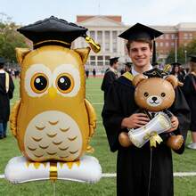 1pc Large Base 61.22 Inch Standing Owl Doctor Balloon Combination Set, Suitable For Graduation Season, Campus Ceremony Theme Party Atmosphere Decoration, Graduation Season Theme Decoration Balloons - View 2