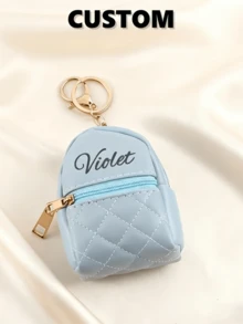 Customized Name Keychain, Small Backpack Style Keychain, New Keychain Coin Purse, Portable Backpack Shaped Earphone Storage Bag - Perfect Birthday Or Holiday Gift For Friends And Family, Valentine's Day, Father's Day Exclusive Gift For Couples And Family | Style Tags: Engraved, Sequined, Vintage, Casual, Neutral, Old Money, Fashion, Customized, Personalized, Unique, Exclusive, Ideal Gift - Multicolor - View 7