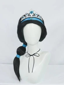 Peluca con trenza lateral y cola de caballo con burbujas inspirada en la princesa, ideal para Comic Con, fiestas temáticas y actuaciones en el escenario - Multicolor - Ver 7
