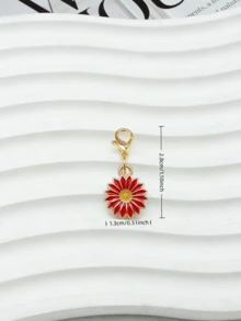 10Pcs Four‑Leaf Clover Fortune Keychain,Lucky Shamrock Charm Keyring.Perfect Gift For Graduation,Wedding,Various Ceremonies And Packaging Decorations. - Red Daisies - View 4