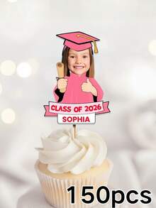 1/10/25/50/100/150pcs Personalized Photo Cake Toppers – Custom Graduates Faces, Customized Graduation Season Photo Ornament, Graduation Commemorative Gift For Her/Him, Fun Custom Toothpick Cupcake Toppers, Graduation Decorations, Unique Party Supplies For Graduation,Weddings, Family Gatherings, And Special Occasions, Warm Gifts For Graduates,Customized Graduation Season Photo Ornament, For Valentine's Day,For Mother's Day,For Birthdays,For Children's Day,For Father's Day,For Graduatio - Multicolor - View 12