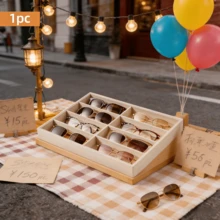 1 szt. 35,5*24*3 cm, beżowe pudełko do przechowywania okularów i biżuterii z 8 przegródkami, organizer na okulary przeciwsłoneczne z aksamitną wyściółką, składana witryna, miękka wyściółka odporna na zarysowania chroniąca okulary, zegarki i biżuterię, pasująca do standardowych szuflad, pojemna, wielokomorowa konstrukcja ze skóry PU, idealny prezent urodzinowy na Dzień Matki, praktyczny i przemyślany prezent dla mamy lub dziewczyny, niezbędny organizer na biurko do utrzymania porządku w domu - Wielokolorowe - Zobacz 4