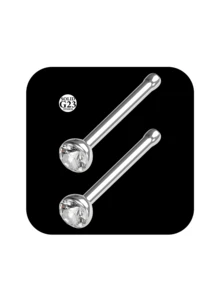 CIZME 2个G23鼻环耳钉，钛合金L型鼻钉，20G鼻环，顶部1.5mm、2mm、2.5mm、3mm立方氧化锆，0.8mm鼻环穿孔饰品 - 銀色 - 查看 8