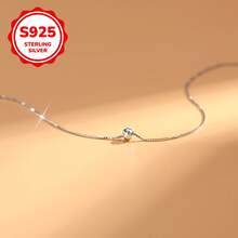 1 chiếc dây chuyền thời trang nữ, bạc sterling S925, hạt nhỏ tròn, kiểu dáng thanh lịch tối giản phong cách Y2K, thích hợp đeo hàng ngày/đi nghỉ mát/ngày Valentine/sinh nhật, quà tặng bạc sterling ít gây dị ứng. - Bạc - Xem 4