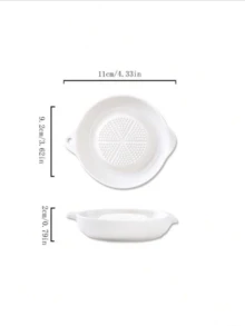 1pc White Simple Style Ceramic Ginger Grater Tool Hand Grinder Garlic Masher Portable Porcelain Carrot Ginger Grinding Kitchen Tool - Multicolor - View 5