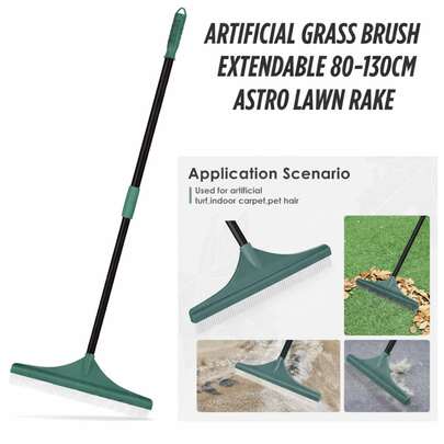 Parkland Artificial Grass Brush - Extendable 130cm Astro Lawn Rake - Artificial Lawn Broom With Soft Nylon Bristles - Lightweight Grass Cleaner For Fake Turf Telescopic Handle