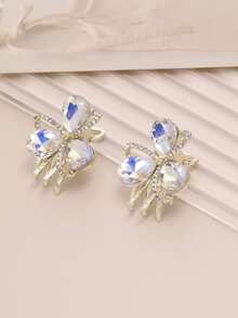 2pcs Rhinestone Flower Hair Clips, Dreamy Rhinestone Metal Niche Sweet Bangs Hair Clips, Hairpins For Forehead Hair,Summer,Holiday,Travel - Multicolor - View 6
