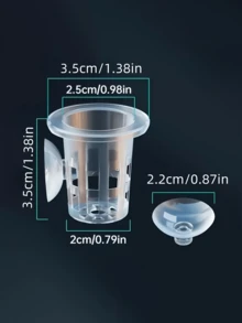 透明塑料水族箱种植杯，带吸盘底座 - 透明容器，适合水生植物生长，非常适合淡水水族箱装饰，也适用于水培和水族装饰 - 彩色 - 查看 3