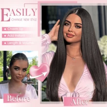 30 Inch (76cm) Longest Length Natural Black 3/4 Full Head Clip-In Seamless Hair Extensions For Women - Black - View 6