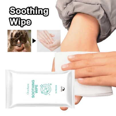 10片/包清洁湿巾，快速去除污渍，温和清洁手部和身体，速干一次性湿巾