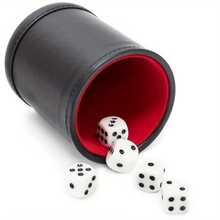 1个带盖PU皮革骰盅，绿/红内衬，静音骰子棋盘游戏（含5颗骰子），静音皮革骰盅套装 - 彩色 - 查看 4