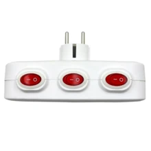 HITRENDS 1 ổ cắm điện tiêu chuẩn Đức với 3 ổ cắm điện AC, điều khiển công tắc độc lập, 16A 250V 3680W, màu trắng, thích hợp cho gia đình, du lịch, văn phòng để mở rộng nguồn điện. - Phích cắm loại EU E (220-240V) - Xem 3