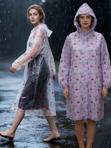 半件EVA连帽全身雨衣，便携式户外防水雨衣，成人长袖连体雨衣，适合骑行、徒步、时尚防风，户外、花园、旅行必备、便携必备、沙滩必备、毕业季、毕业典礼、毕业礼物、毕业赠礼、毕业礼物、毕业礼物、祝贺毕业、毕业典礼致辞代表、毕业典礼派对、户外必备、旅行便携、徒步必备、露营必备、便携工具、夏季必备、夏季便携、雨衣/雨夹克/防水夹克 - 女款雨衣 - 查看 3
