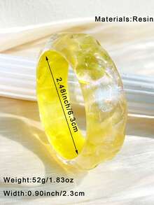 1pc Vintage Asymmetrical Resin Bracelet With Sparkle, Non-Electroplated Handmade Contrast Color Design, Suitable For Music Festivals, Parties, And Daily Wear - Multicolor - View 14